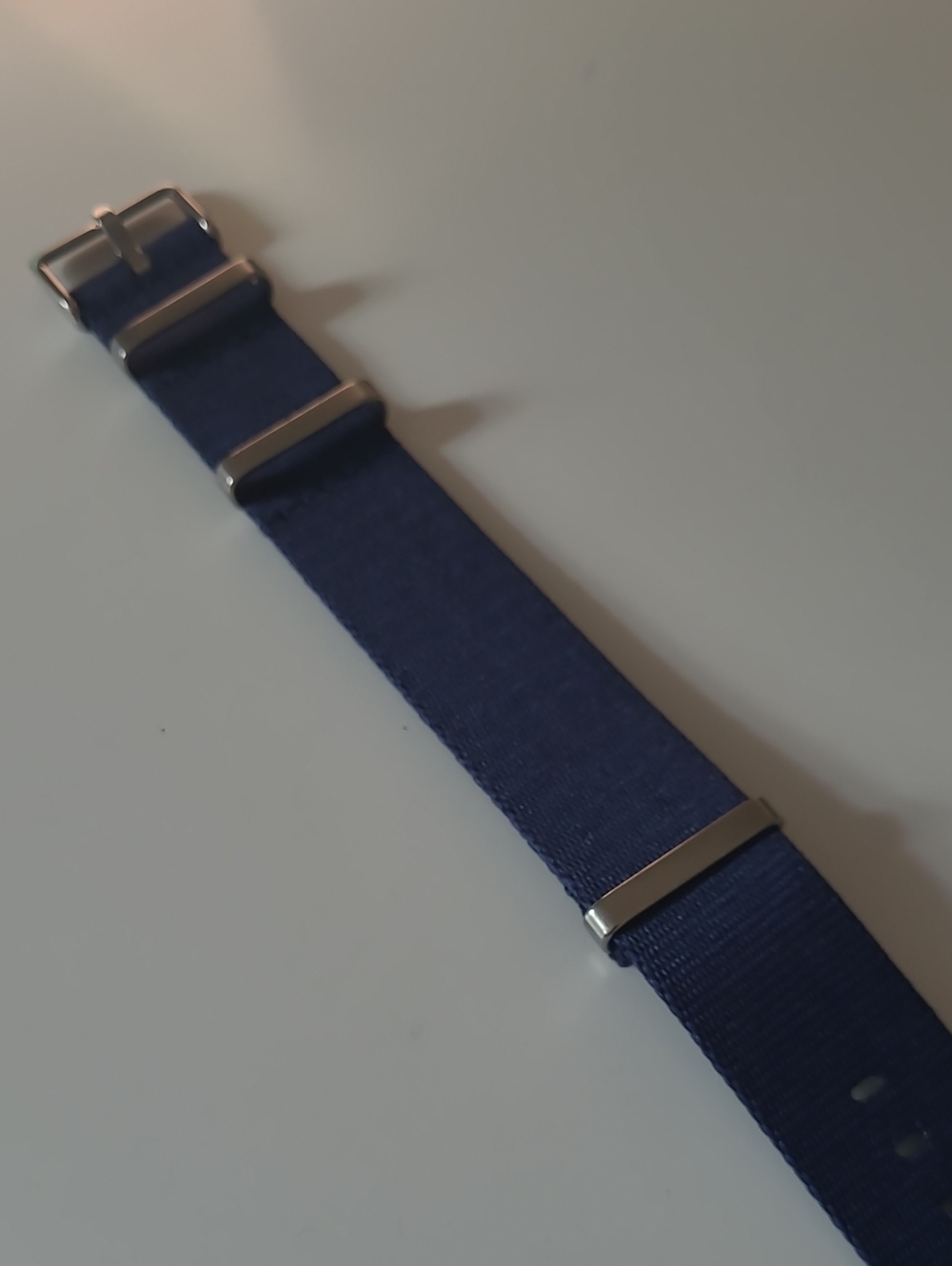 Men's 22mm Navy Blue Nato Strap with Silver Hardware